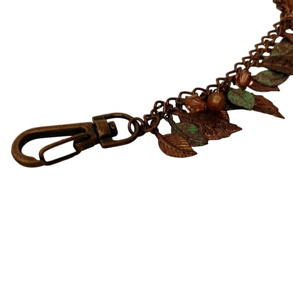 Luxe Family Tree 10" Bag Chain Charm Leaves Autumn Bronze Rustic Artsy Bohemian - Picture 7 of 11